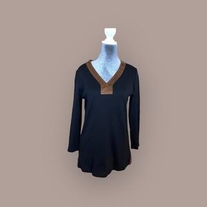 Lauren Ralph Lauren Black with Brown Suede-like trim, Size M, Pre-Owned